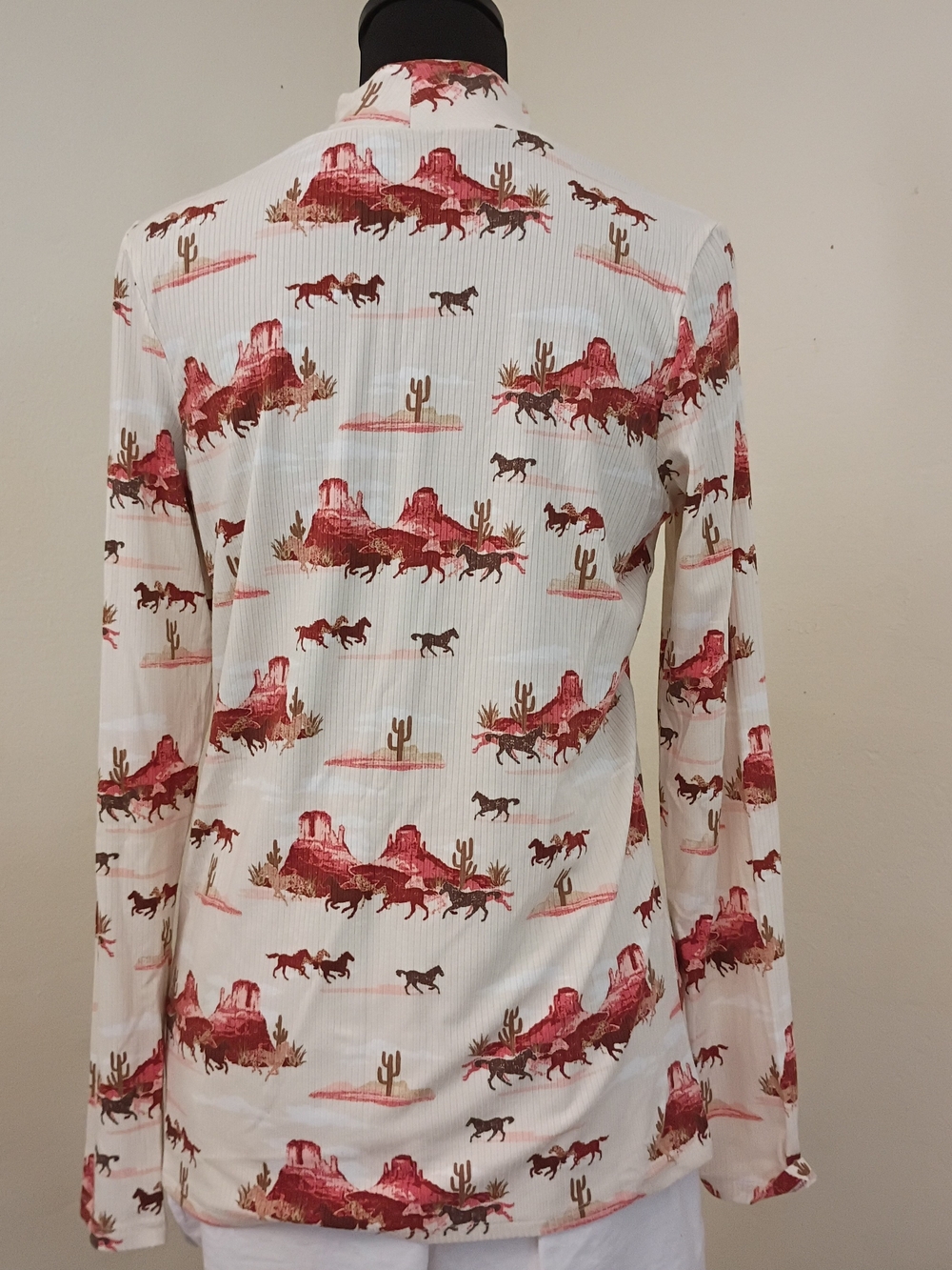Cream Western-Print Long Sleeve Tee - Picture 2 of 3